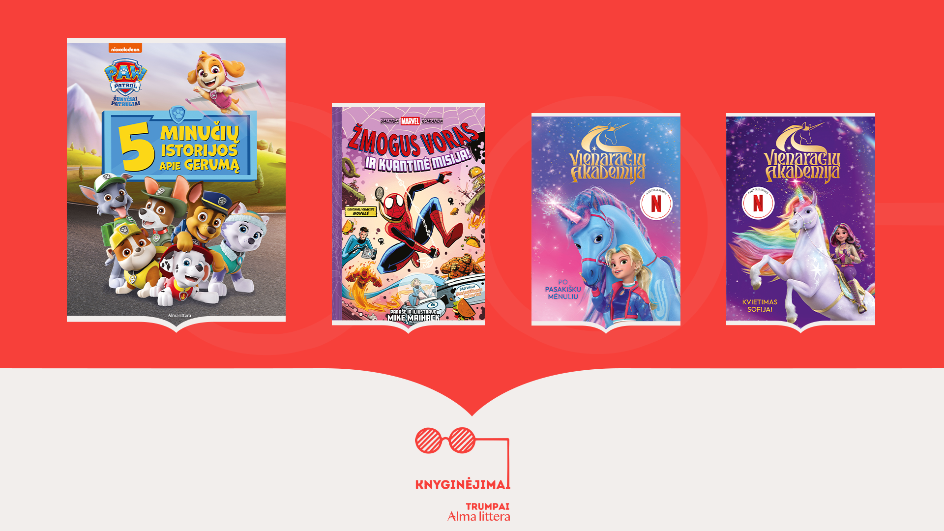 Knyginėjimai. Trumpai | Knygos su vaikų mėgstamais personažais | Alma littera