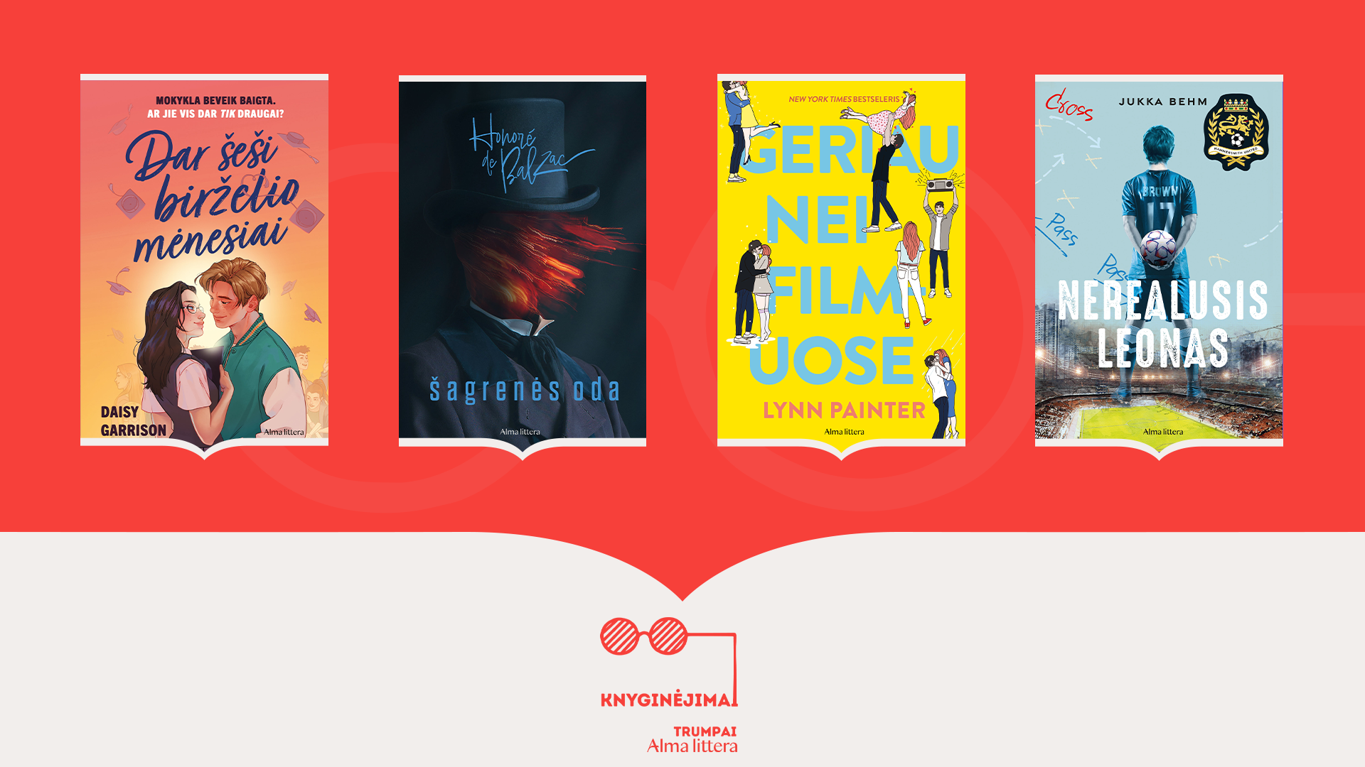 Knyginėjimų užsklanda su knygų viršeliais.