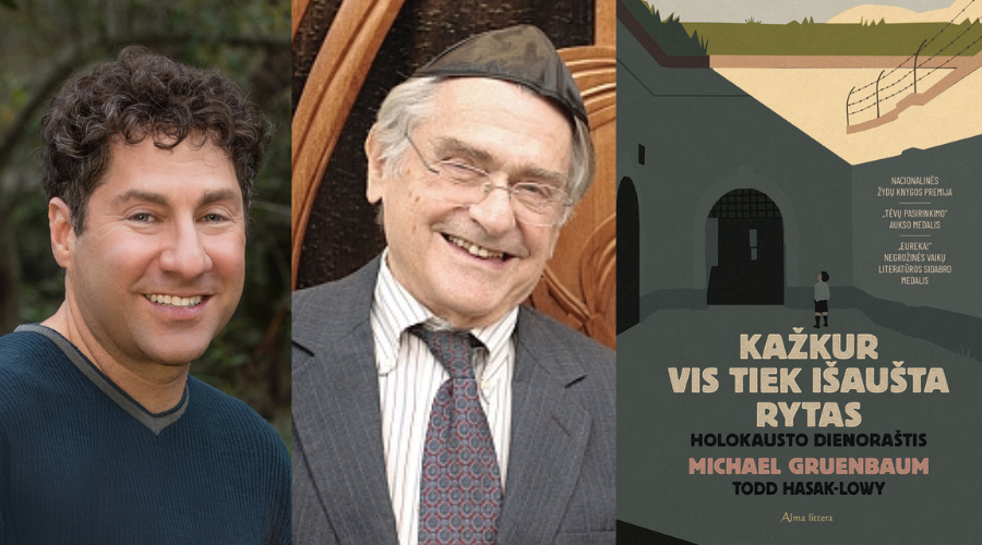 Davidas Benjaminas Gruenbaumas (kairėje) ir jo tėtis, knygos autorius Michaelas Gruenbaumas (dešinėje)