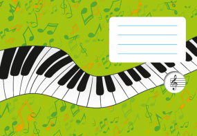 Natų sąsiuvinis MUZIKA, A5, 12 lapų, žalias knyga iš Alma Littera