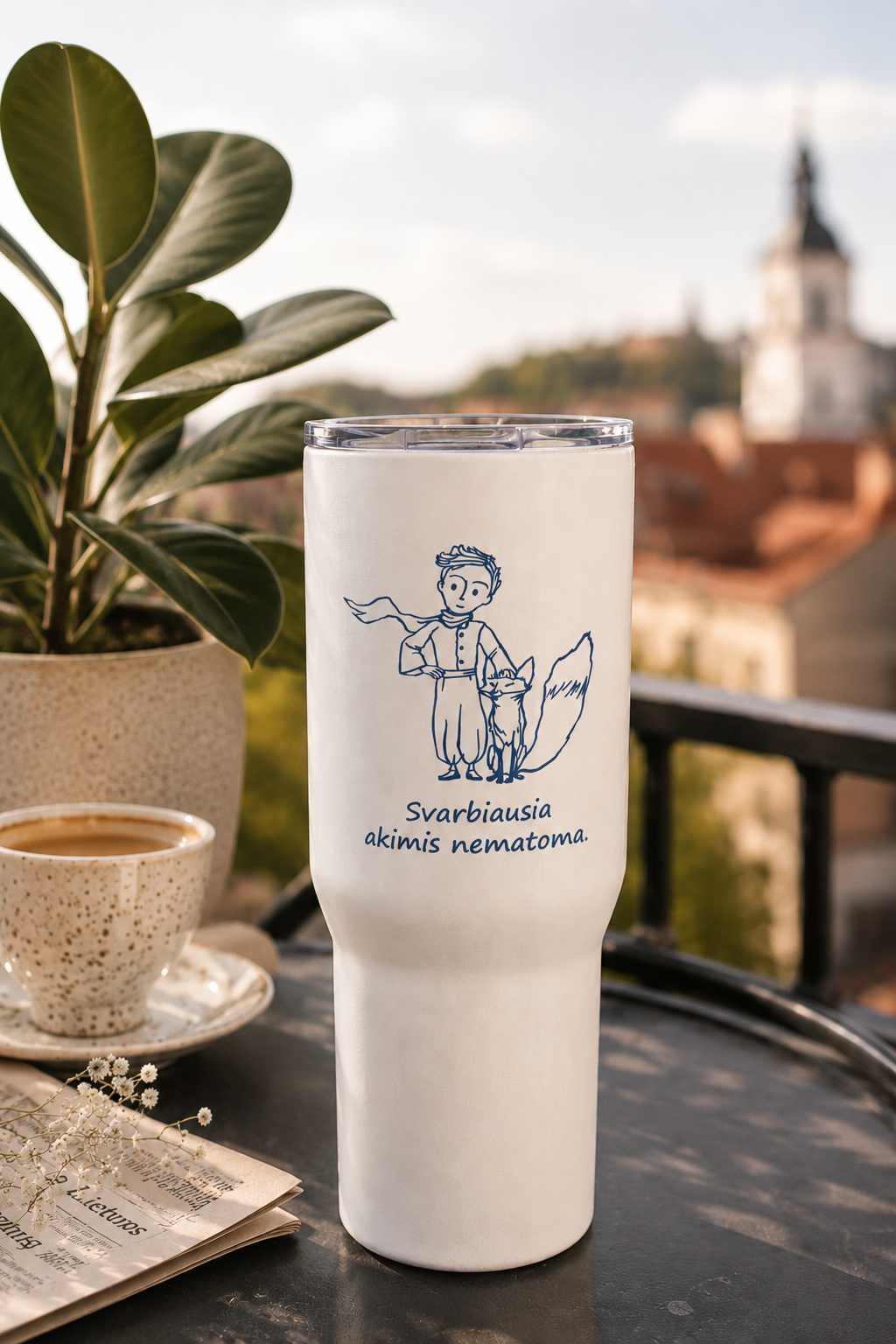 Mažojo Princo termopuodelis su rankena „Svarbiausia akimis nematoma“