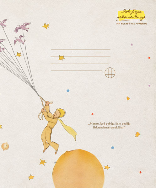 Sąsiuvinis MAŽASIS PRINCAS IR IŠSKRENDANTYS PAUKŠČIAI, 24 l., langeliais 24 lapai, langeliais (2022)