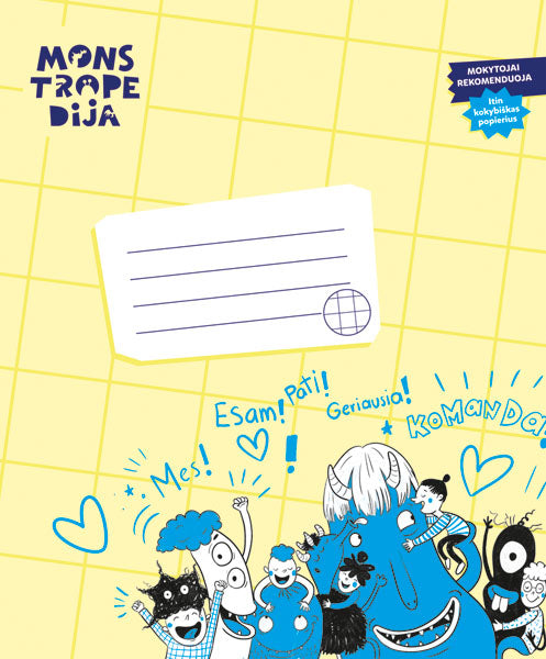 Sąsiuvinis MONSTROPEDIJA. GERIAUSIA KOMANDA, 12 l., langeliais
