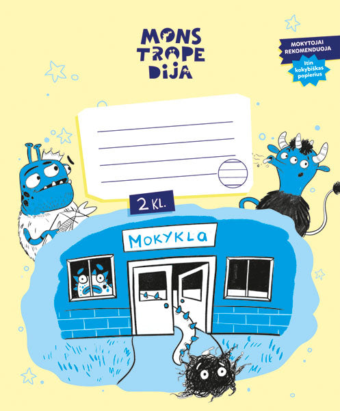 Sąsiuvinis MONSTROPEDIJA. MOKYKLA, 2 kl., 12 l., linijomis
