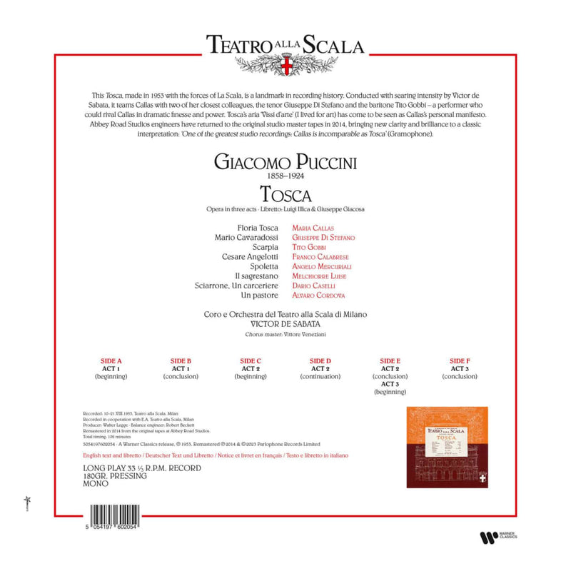 Maria Callas: Puccini: Tosca (1953 recording 3LP