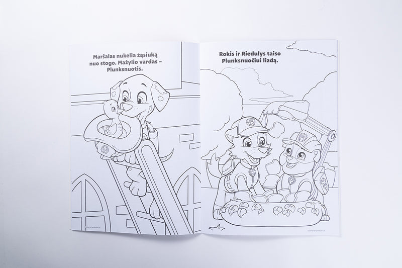 Šunyčiai patruliai. Spalvink ir junk taškus!