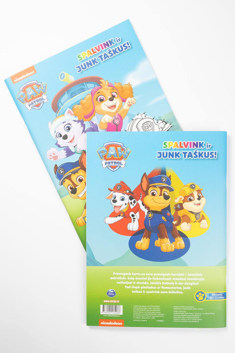 Šunyčiai patruliai. Laikas žaisti! Spalvink ir junk taškus