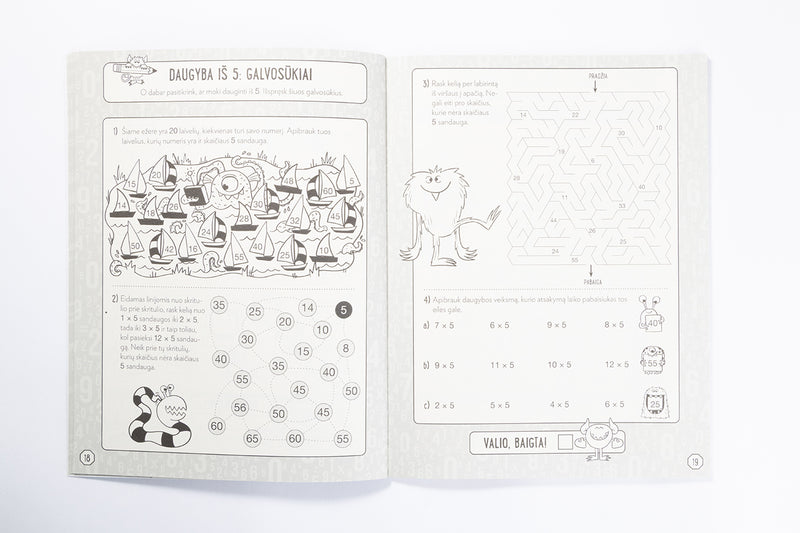 Daugybos lentelės užduotys