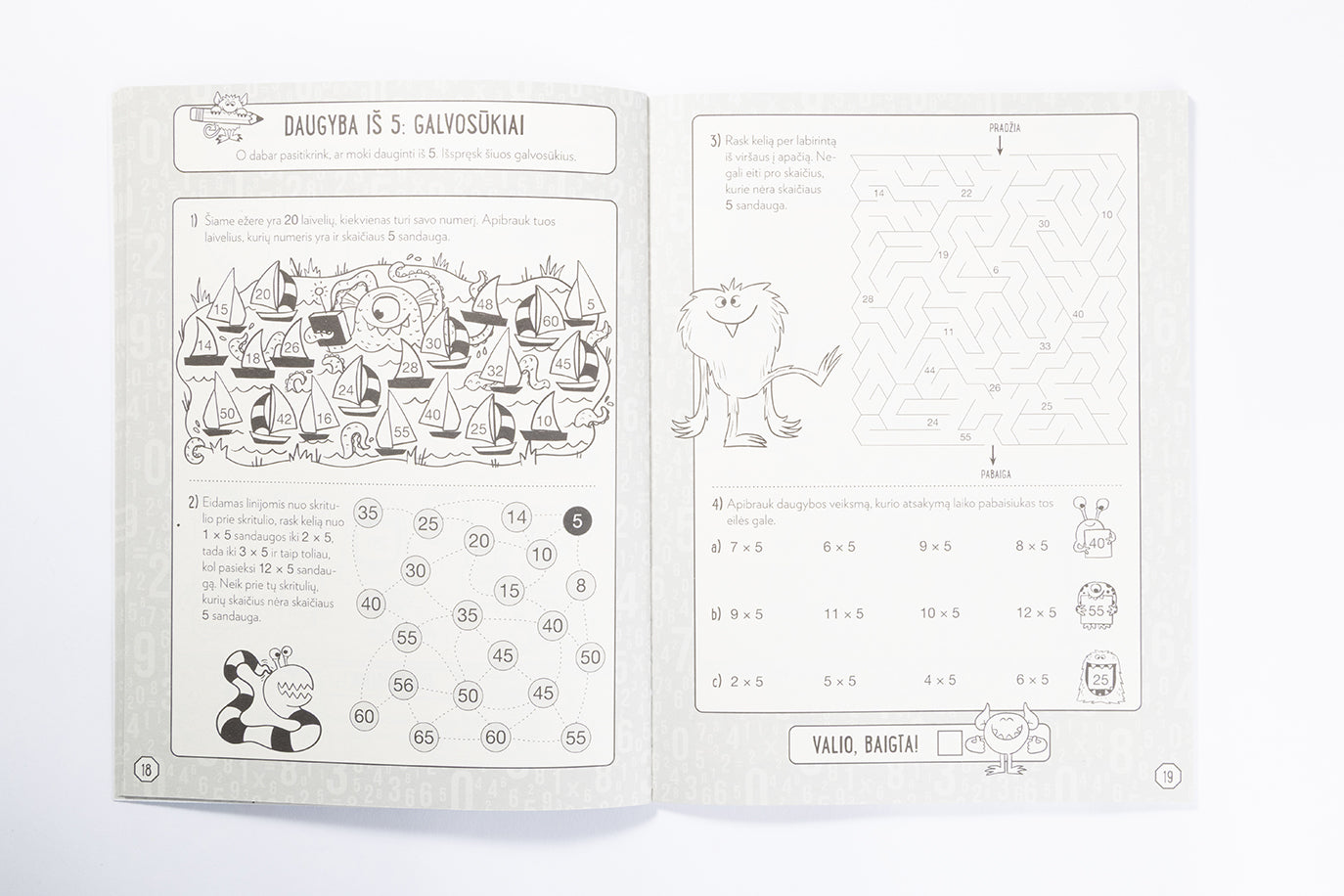 Daugybos lentelės užduotys