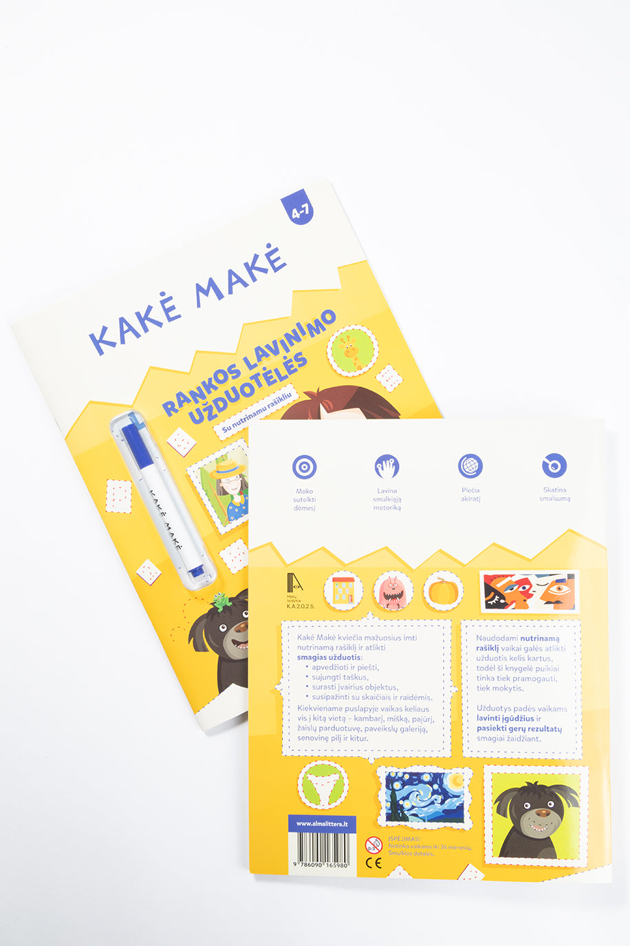 Kakė Makė. Rankos lavinimo užduotėlės. Su nutrinamu rašikliu