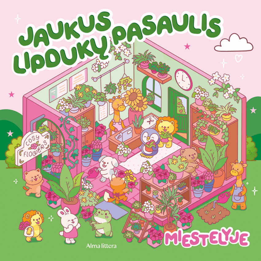 Jaukus lipdukų pasaulis. Miestelyje