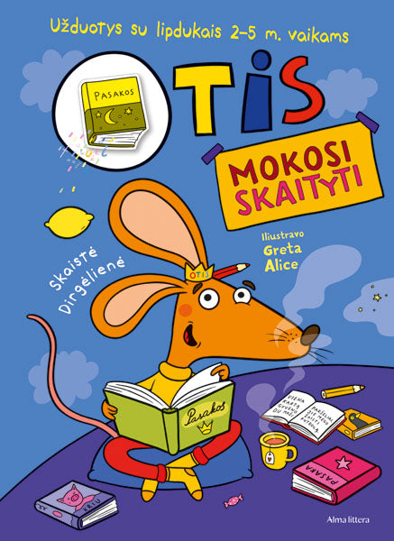 Otis mokosi skaityti. Užduotys su lipdukais 2-5 m. vaikams